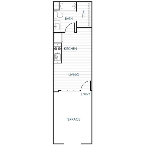 Floor plan for studio, 1 bath, 387 sqft